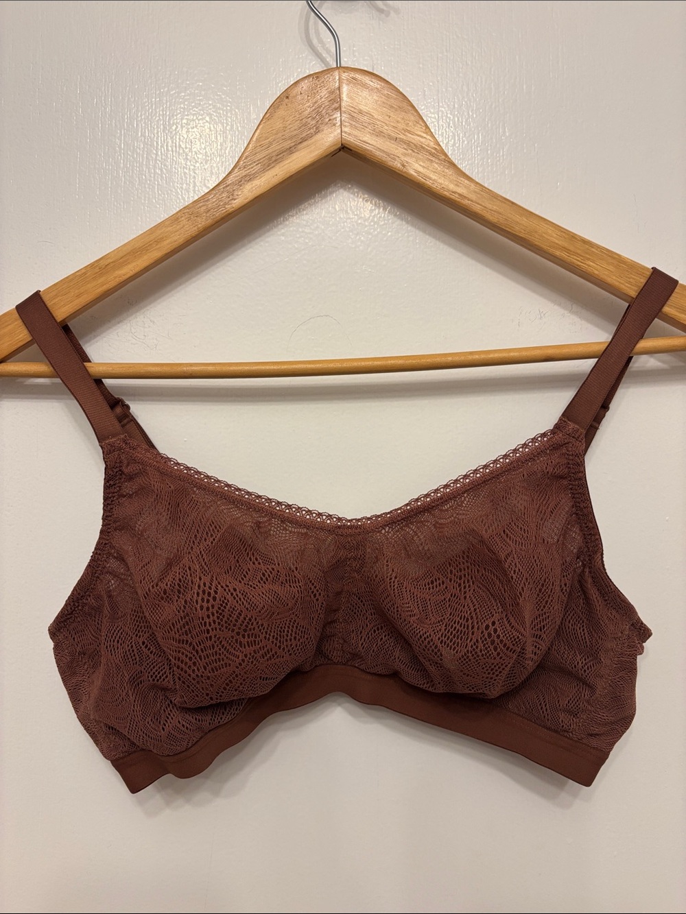 Wireless Lace Comfort Bra in Rusty Brown